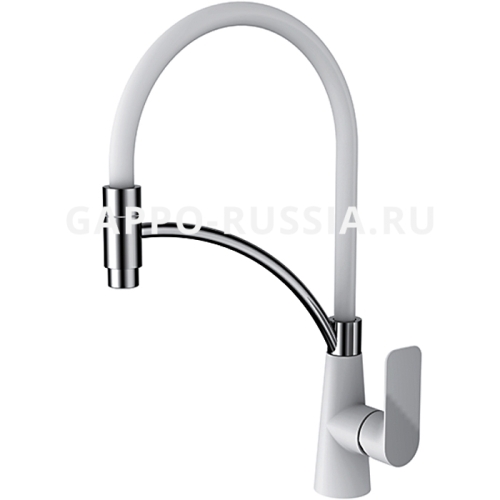 Смеситель с гибким изливом для кухни Gappo Noar G4048-8 хром-белый