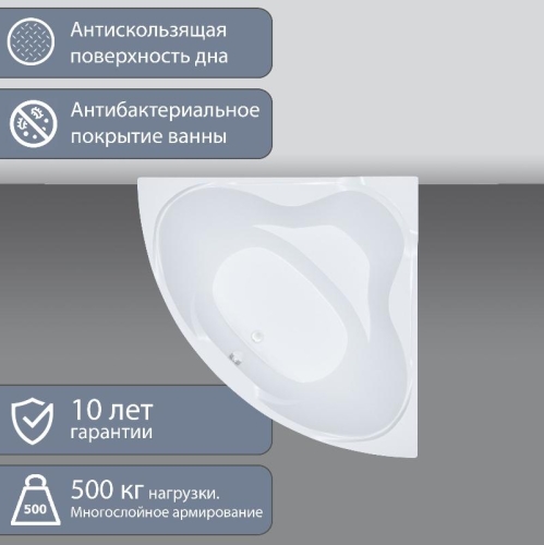 Ванна акриловая Triton Троя 150*150 + каркас фото 4