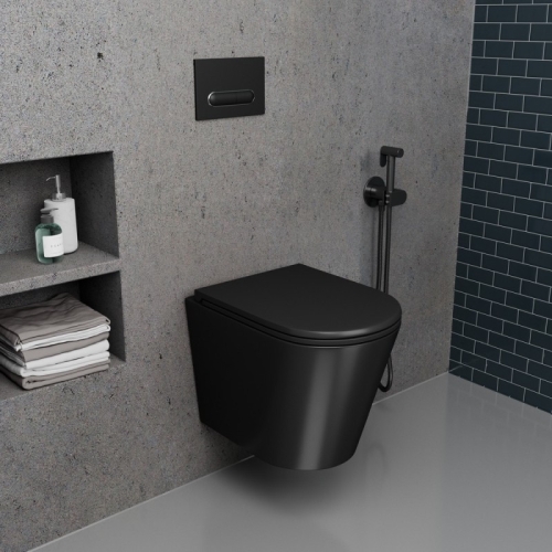 Унитаз подвесной безободковый D&K Venice DT1026025 черный с сидением микролифт фото 8
