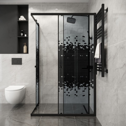 Душевое ограждение Niagara Эко/Eco NG-1018(1012)-14QBLACK 100*80, 120*80,стекло мозаика фото 4