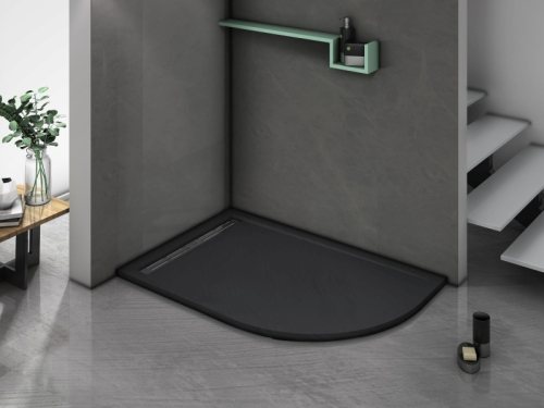 Поддон искусственный мрамор WeltWasser TRR Stone-Bl 120*80, 120*90 черный + сифон + панель фото 7