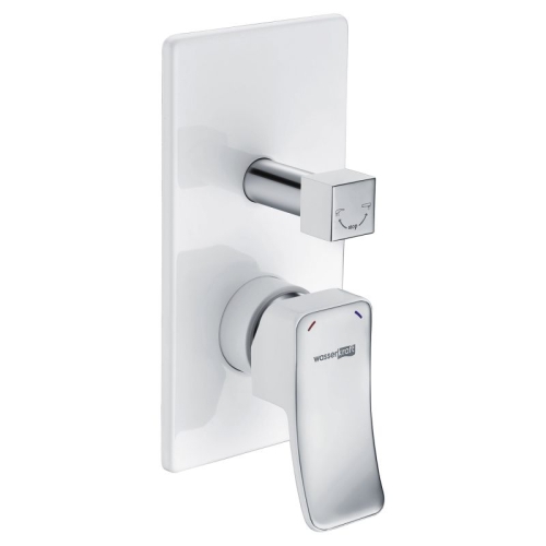 Встроенный смеситель для ванны на 2 положения Wasserkraft Aller 10641WHITE белый-хром