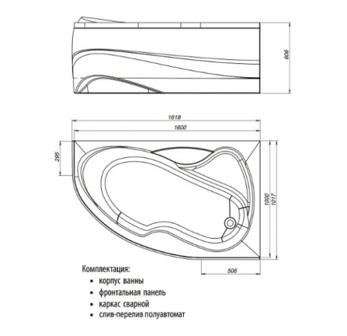 Ванна акриловая Mirsant Ливадия 160*100 фото 2