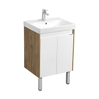 Тумба с раковиной Aquaton Сканди Doors 45, 55, 70, 80 Белый Глянцевый/Дуб Рустикальный