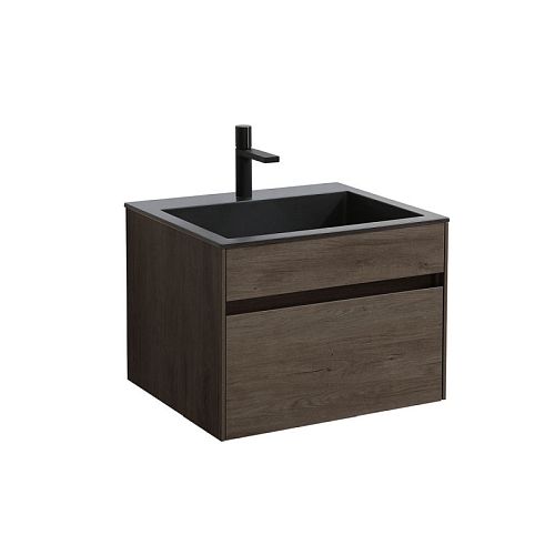 Тумба с раковиной Vincea Chiara 60, 80, 100 R.Oak Темный Дуб, подвесная, раковина черная