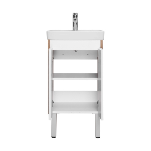 Тумба с раковиной Aquaton Сканди Doors 45, 55, 70, 80 Белый Глянцевый/Дуб Рустикальный фото 2