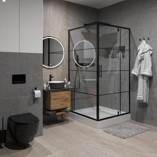 Душевое ограждение Niagara Нова/Nova NG-0290(0200)-08ВLACK 90*90, 100*100 распашная,стекло с рисунком фото 2 Душевое ограждение Niagara Нова/Nova NG-0290(0200)-08ВLACK 90*90, 100*100 распашная,стекло с рисунком фото 2