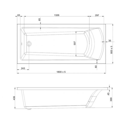 Ванна акриловая Mirsant Ривьера 180*80 фото 2