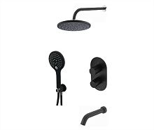 Встроенный смеситель для ванны на 3 положения Wasserkraft A177477 Thermo (душевой комплект) черный Soft-touch