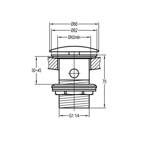 ДОННЫЙ КЛАПАН CEZARES С СИСТЕМОЙ "КЛИК-КЛАК" С ПЕРЕЛИВОМ, БРАШИРОВАННОЕ ЗОЛОТО ECO-SAT-BORO фото 2