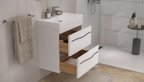 Тумба с умывальником Velvex Jill 60, 80 подвесная, белая матовая фото 3