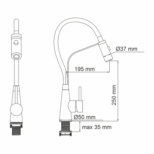 Смеситель с гибким изливом для кухни Wasserkraft A8417 нержавеющая сталь, MagicBlack фото 3