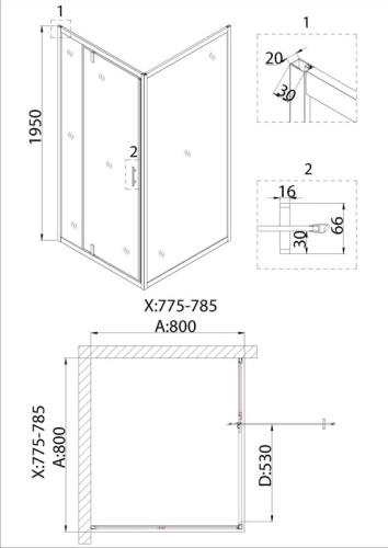 Душевое ограждение Niagara Нова/Nova NG-83-8AB-A80B 80*80,стекло прозрачное фото 3 Душевое ограждение Niagara Нова/Nova NG-83-8AB-A80B 80*80,стекло прозрачное фото 3