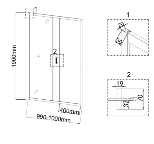 Душева дверь в нишу Niagara Nova NG-43 90 100 110 120 золото фото 3