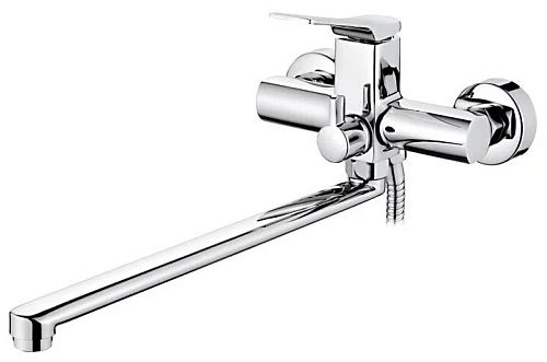 Смеситель с длинным изливом для ванны Ledeme L2275 хром (лейка и шланг в комплекте)