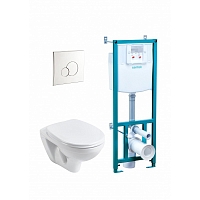 Комплект ПЭК Santek Бореаль инсталляция + подвесной унитаз с сидением м/л + кнопка белая или хром