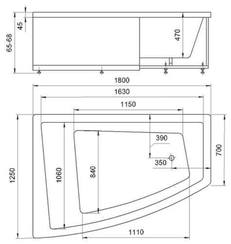 Ванна Aquatek Оракул 180*125 + каркас фото 2