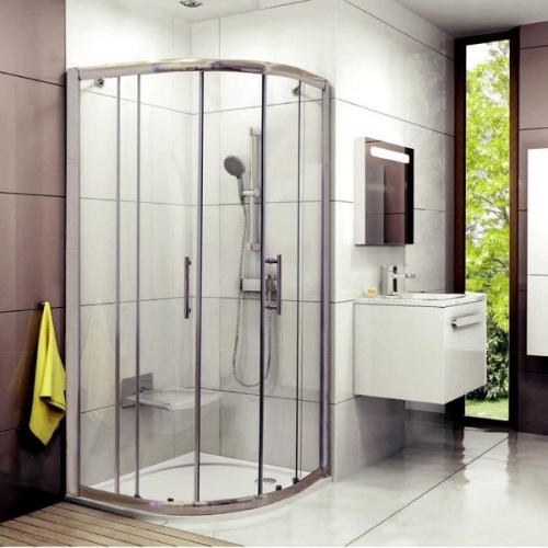 Душевой уголок Ravak SET XP2CP4 - 90 блестящий + транспарент + поддон Ronda 90 PU + сифон RAVAK BASIC 90 фото 2