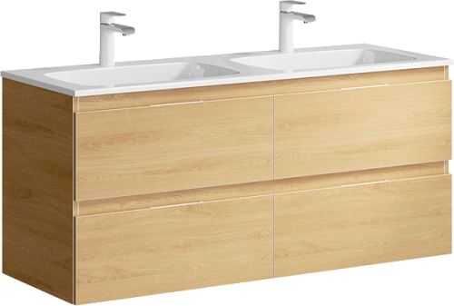 Тумба с двумя раковинами Aqwella Accent 120 подвесная дуб золотой