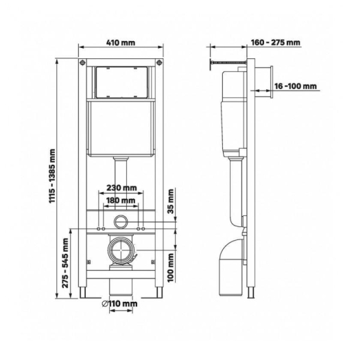Инсталяция Berges Wasserhaus Atom Line 410 кнопка хром глянец, матовый никель, матовый хром, черная, белая, черная/хром, белая/хром фото 2