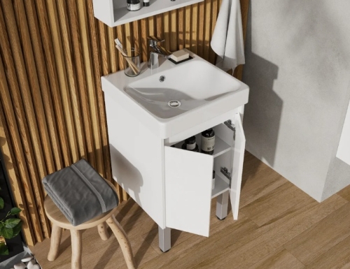 Тумба с раковиной Aquaton Сканди Doors 45, 55, 70, 80 Белый Глянцевый/Белый Матовый фото 8