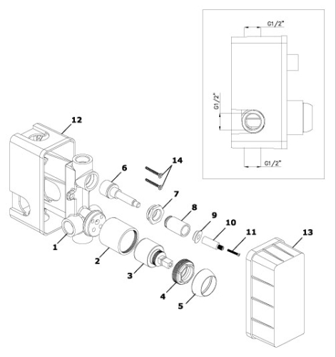 Встроенный смеситель для ванны с 2-функциями Azario Tevis AZ-15490711 (набор) фото 7