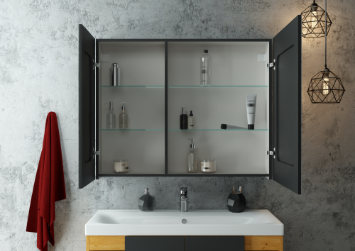 Зеркало-шкаф Continent Mirror Box black Led 60*80, 80*80, 100*80, черный фото 2