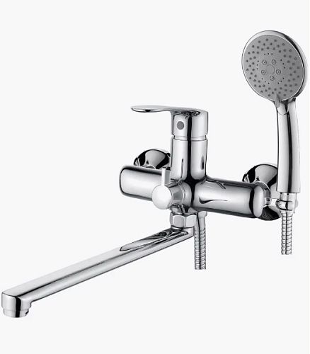 Смеситель с длинным изливом для ванны Ledeme L2272 хром (лейка и шланг в комплекте)