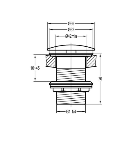 ДОННЫЙ КЛАПАН CEZARES С СИСТЕМОЙ "КЛИК-КЛАК" БЕЗ ПЕРЕЛИВА, БРАШИРОВАННОЕ ЗОЛОТО ECO-SC-BORO фото 2