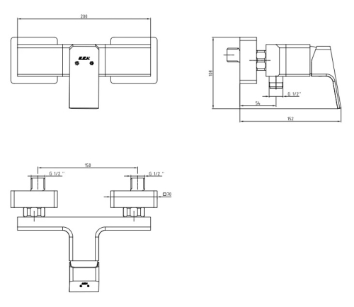 Смеситель для душа E.C.A. Tiera 102154024C1EX черный матовый фото 2 Смеситель для душа E.C.A. Tiera 102154024C1EX черный матовый фото 2