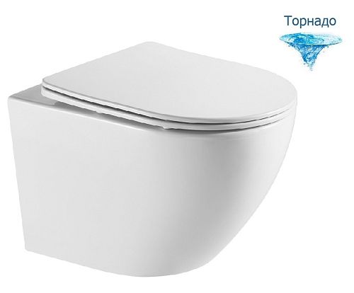Унитаз подвесной безободковый Azario Grado AZ-0046-UQ3 с сидением микролифт, смыв Tornado (скрытое)