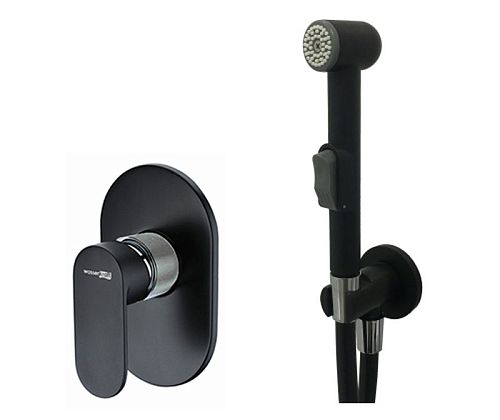 Смеситель с гигиеническим душем Wasserkraft Elbe A117451 встраиваемый чёрный