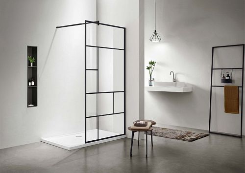 Душевая перегородка Aquatek AQ WIW Print 10020BL 100 профиль черный матовый