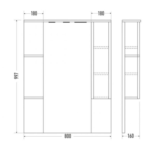 Зеркало-шкаф Мирсант Next 80/100 L/R фото 3
