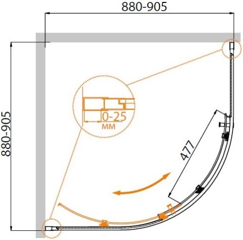 Душевое ограждение Cezares MOLVENO-R-1 90*90, 100*100 стекло прозрачное фото 2