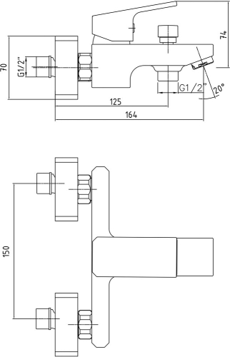 Смеситель для ванны E.C.A Tiera 102102469EX хром фото 2