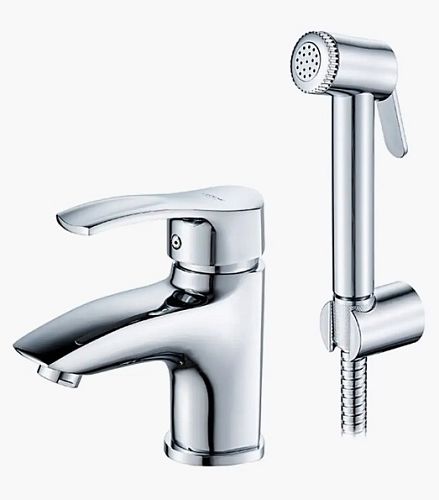 Смеситель для раковины с гигиенической лейкой Ledeme L1264 хром