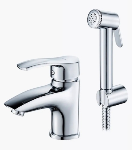 Смеситель для раковины с гигиенической лейкой Ledeme L1264 хром