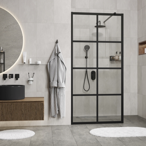 Душевая перегородка Wasserkraft Glan 66W 90, 100, 120 профиль черный фото 2