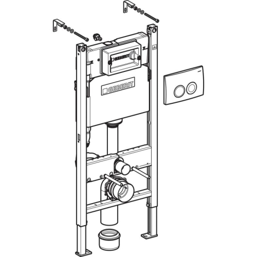 Инсталляция Geberit 458.126.00.1 для подвесного унитаза + кнопка Delta хром 115.125.21. фото 2
