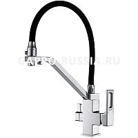 Смеситель с гибким изливом и подключением фильтра для кухни Gappo G4317-8 (4318) белый, хром