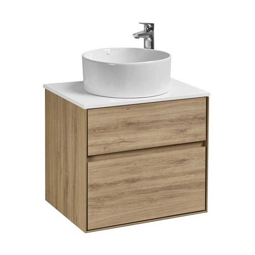 Тумба под раковину Aquaton Либерти 60, 75 Дуб Эльвезия, белая столешница