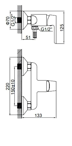 Смеситель для душа Ledeme L2077 хром (лейка и шланг в комплекте) фото 2