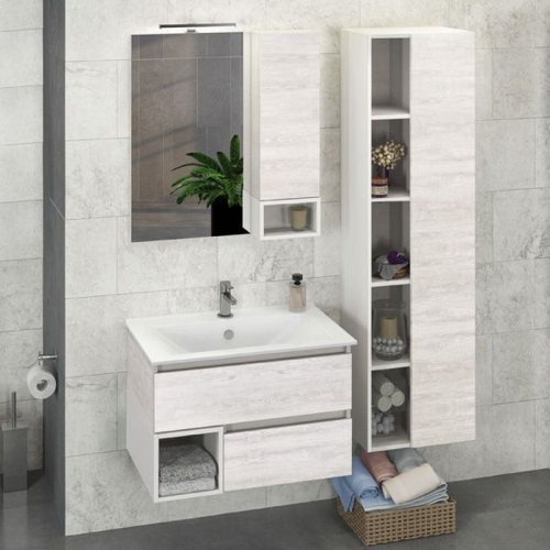 Тумба с умывальником Comforty Турин 75 90 дуб белый подвесная фото 2