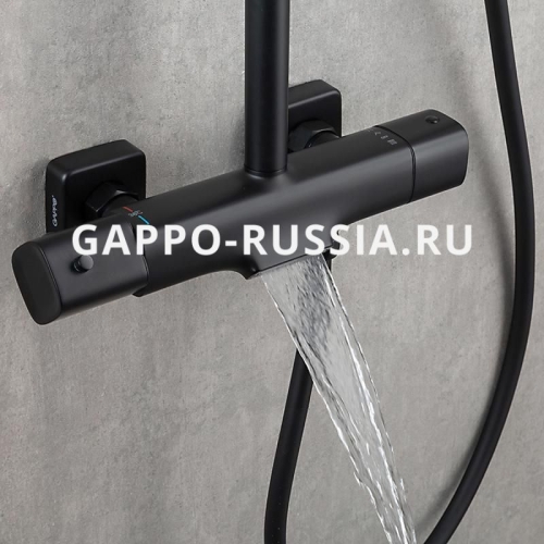 Душевая система с термостатом Gappo G2495-76 черная фото 8