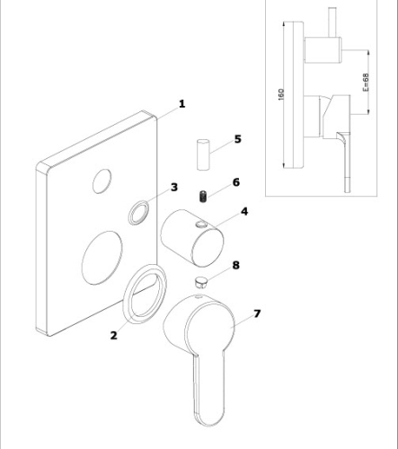 Встроенный смеситель для душа с 2-функциями Azario Tevis AZ-15490721 (набор) фото 4
