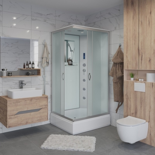 Душевая кабина Niagara Классик NG-33084-14QF 100*80*215 средний поддон(26см),стекло матовое фото 2