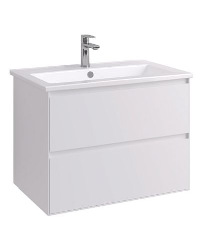 Тумба с умывальником Aquaton Люмин 75 подвесная, белый матовый