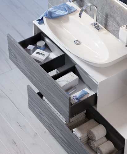 Тумба с умывальником Aqwella  GENESIS 100 120 подвесная серая фото 4