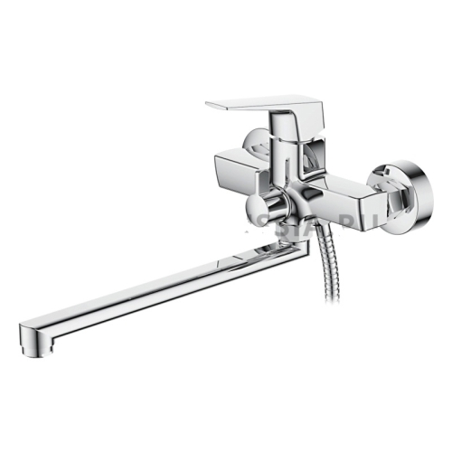 Смеситель с длинным изливом для ванны Ledeme L2281 хром (лейка и шланг в комплекте)